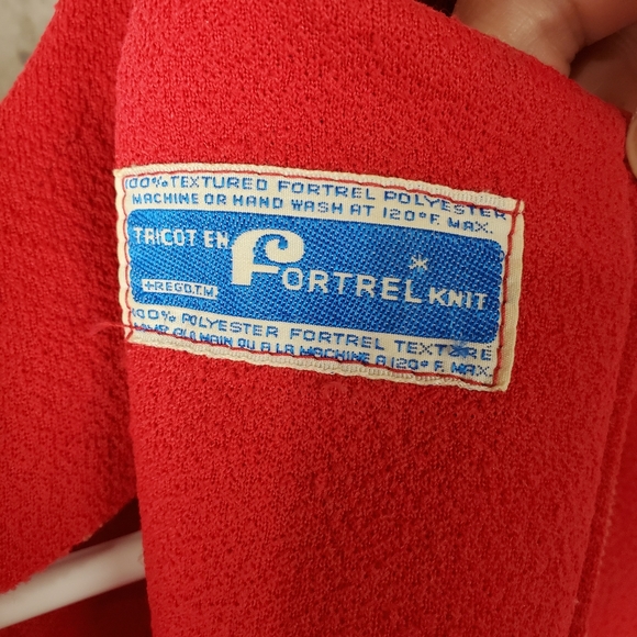 Vtg 60s Pleated Drop Waist Dress Red Pink Sz S/M - Picture 6 of 8